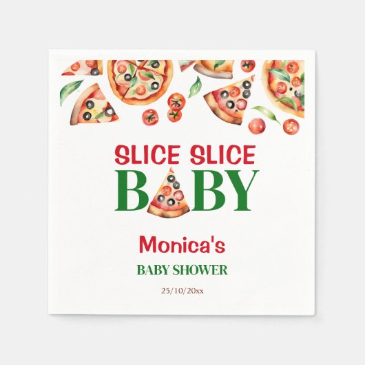 スライスベビーイタリアンピザ赤ちゃんシャワー スタンダードカクテルナプキン (正面)