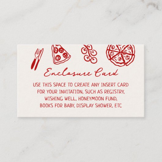 スライスベビーピザをテーマにしたパーティー エンクロージャーカード (正面)