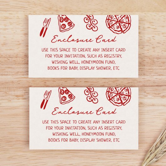 スライスベビーピザをテーマにしたパーティー エンクロージャーカード