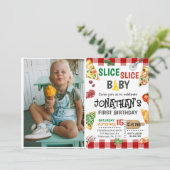 スライスベビーピザパーティー1st誕生日 招待状 (スタンド正面)