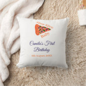 スライスベビーピザブラウンブルー1歳の誕生日 クッション (ブランケット)