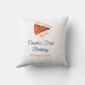 スライスベビーピザブラウンブルー1歳の誕生日 クッション (裏面)