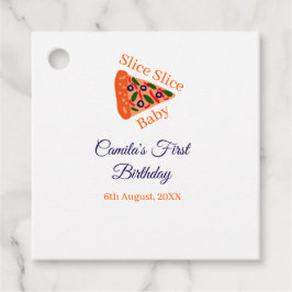 スライスベビーピザブラウンブルー1歳の誕生日 フェイバータグ