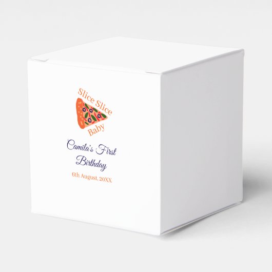 スライスベビーピザブラウンブルー1歳の誕生日 フェイバーボックス (正面サイド)