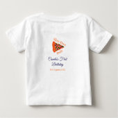 スライスベビーピザブラウンブルー1歳の誕生日 ベビーTシャツ (裏面)