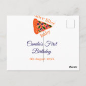 スライスベビーピザブラウンブルー1歳の誕生日 ポストカード (裏面)