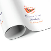 スライスベビーピザブラウンブルー1歳の誕生日 ラッピングペーパー (ロールコーナー)