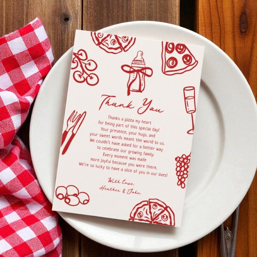 スライスベビーピザベビーシャワー サンキューカード