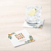 スライスベビーピザベビーシャワー スクエアペーパーコースター (インサイチュ)