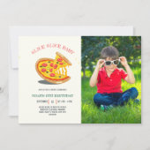 スライスベビーモダンピザフォト誕生日パーティー 招待状 (正面)