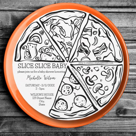 スライスベビーユニーク手描きお洒落 招待状