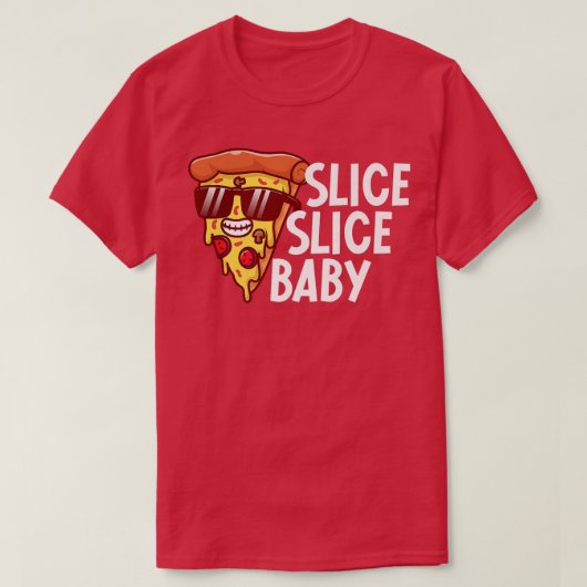 スライスベビーラブピザイタリアンおもしろい Tシャツ (デザイン正面)