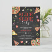 スライスベビー | ピザチョークボードベビーシャワー 招待状 (スタンド正面)