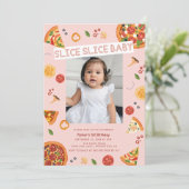 スライスモダンスライスベビーピザファースト誕生日 招待状 (スタンド正面)