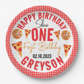 スライスモダンスライスベビーピザ1st誕生日 ペーパープレート (正面)
