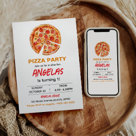 スライスモダンスライスベビーピザ1st誕生日 招待状