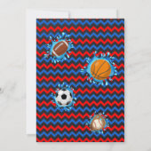 スライスリップまたは滑ることドスポーツ誕生日Bash赤白青 招待状 (裏面)