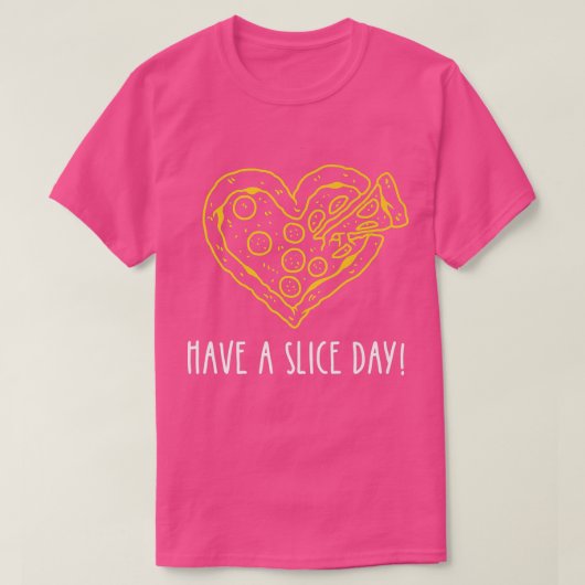 スライス日かわいいプリン肉好きピザを食べる Tシャツ (デザイン正面)