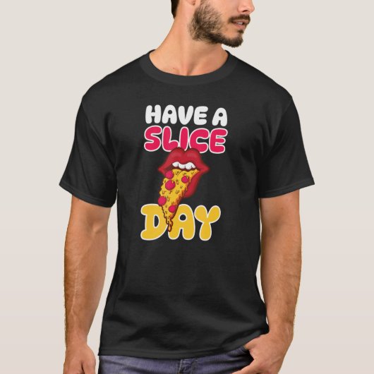 スライス日のおもしろいピザ1 Tシャツ (正面)