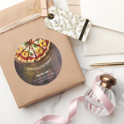 スライス素朴ピザ赤ちゃんシャワー ラウンドシール (ギフト)