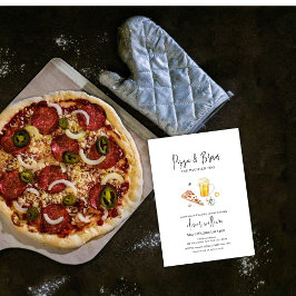 スライス素朴ピザ&ビール&おしゃぶり赤ちゃんシャワー 招待状