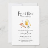 スライス素朴ピザ&ビール&おしゃぶり赤ちゃんシャワー 招待状 (正面)