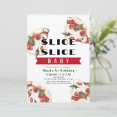 スライス赤ちゃんピザ1st誕生日 招待状 (スタンド正面)