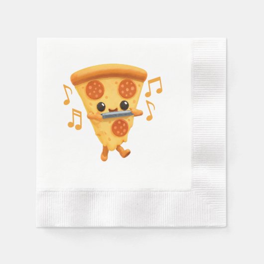 スライス遊はハーモニカかわいい 縁ありカクテルナプキン (正面)