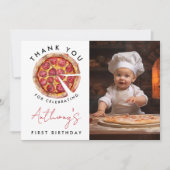 スライス・オブ・ファン 1歳の誕生日 ピザの感謝カード サンキューカード (正面)