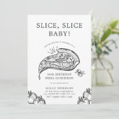 スライス、スライスベビー |ピザをテーマにした誕生日弁当 招待状 (スタンド正面)