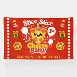 スライス スライス チーズベイビーピザ 1歳の誕生日 ラージ 横断幕