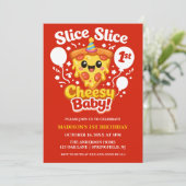 スライス スライス チーズベイビーピザ 1歳の誕生日 招待状 (スタンド正面)