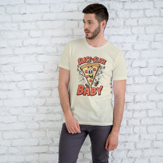 スライス スライス ベイビー おもしろ ピザ だじゃれ レトロ 90年代 Tシャツ