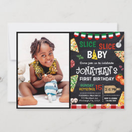 スライス スライス ベイビー ピザパーティー 1歳の誕生日 招待状