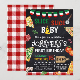スライス スライス ベイビー ピザパーティー 1歳の誕生日 招待状