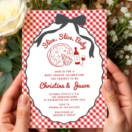 スライス スライス ベイビー ピザ シャワー 招待状