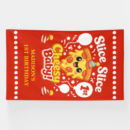 スライス スライス ベイビー ピザ 1歳の誕生日 縦向きデザイン 横断幕