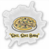 スライス・ベイビー - 面白いピザ好きグラフィックTシャツ シール (正面)