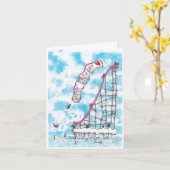 スライドのペンギン誕生日カード カード (黄色い花)