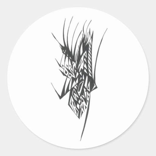 スライド白黒抽象芸術トライバルタトゥーアート ラウンドシール (正面)