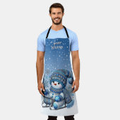 スライド雪だるまクリスマスホリデーエプロン エプロン (着用した状態)