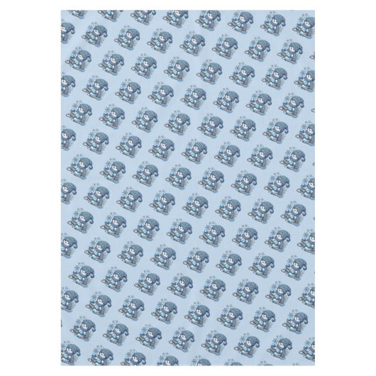 スライド雪だるまクリスマスホリデーテーブルクロス テーブルクロス (正面)