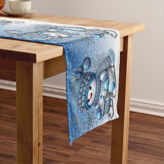 スライド雪だるまクリスマスホリデーテーブルランナー ミディアムテーブルランナー (インサイチュ)