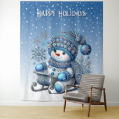 スライド雪だるまクリスマスホリデーバック タペストリー (インサイチュ)