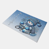 スライド雪だるまクリスマスホリデーフォーマット ドアマット (アングル)