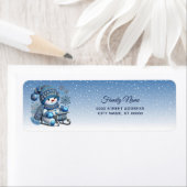 スライド雪だるまクリスマスホリデー差出人住所 ラベル (インサイチュ)