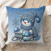 スライド雪だるまクリスマスホリデー装飾用クッション クッション (ブランケット)