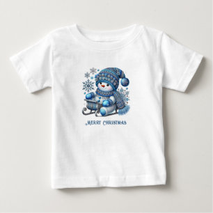 スライド雪だるまベビーTシャツ ベビーTシャツ