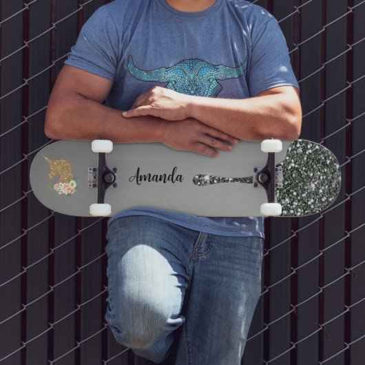 スライバーグリッターユニコーン スケートボード (室外3)