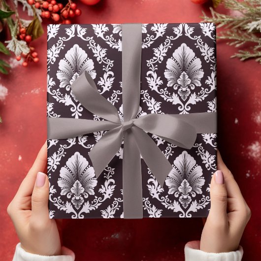 スライバーフローラダマスクシームレスシャイニーフラワーパターン ラッピングペーパー